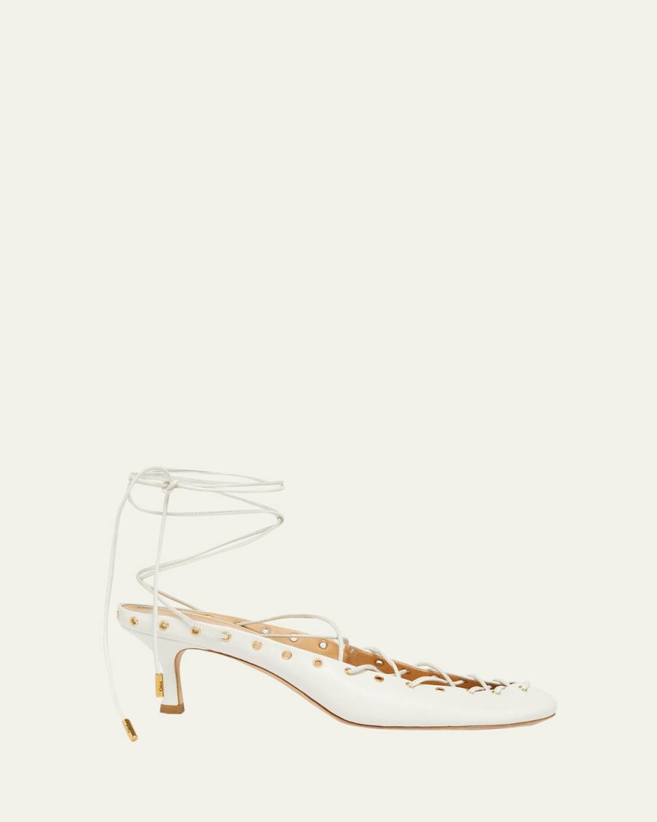 Ghiles Leather Ankle-Wrap Pumps